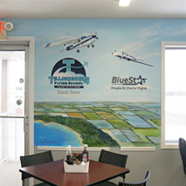 Tillsonburg Airport mural by Stella Jurgen - Tillsonburg Flying School and BlueStar Air Services