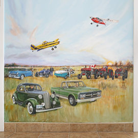 Tillsonburg Airport mural by Stella Jurgen -Wings and Wheels event