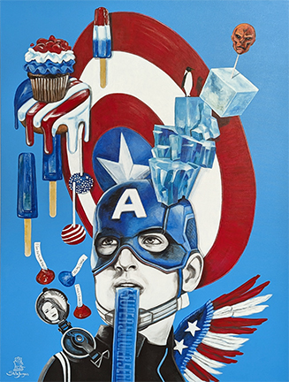 "Captain Americandy" - 30" x 40" acrylic on canvas - Stella Jurgen - AVAILABLE